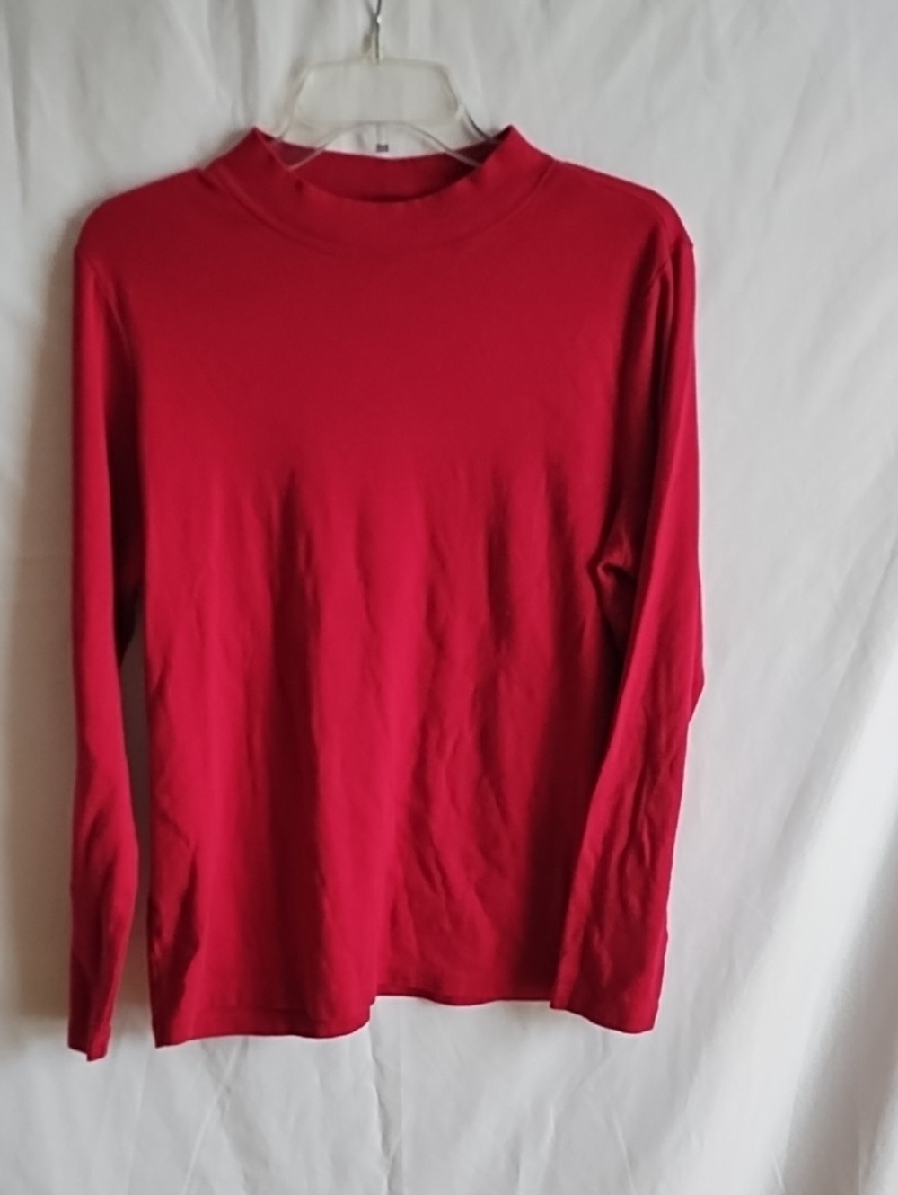 Classic Red Long Sleeve Mock Neck Top